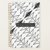 Zwart witte Abstracte Lijnen Vormen Persoonlijke P Planner (Voorkant)
