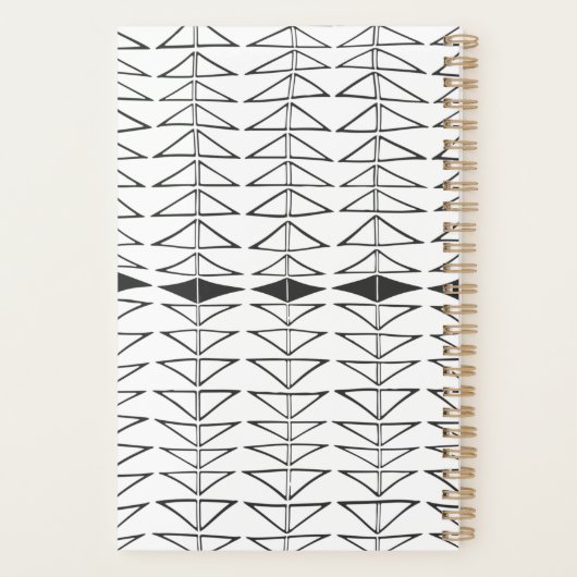Zwart witte Abstracte Lijnen Vormen Persoonlijke P Planner (Achterkant)