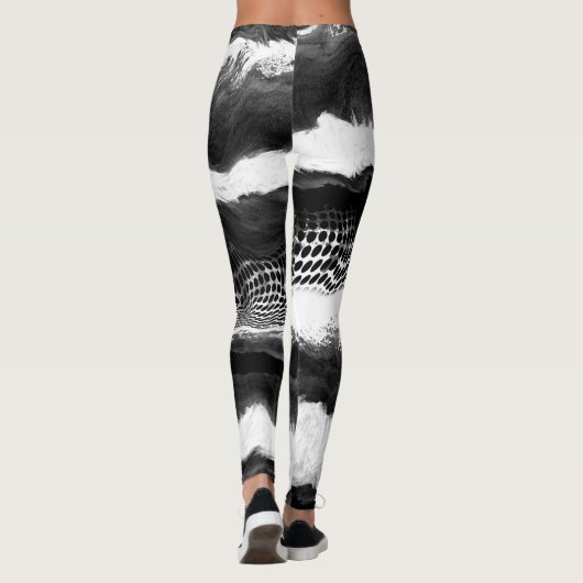 Zwart-witte Abstracte moderne verlichtingskunst Leggings (Achterkant)