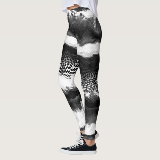Zwart-witte Abstracte moderne verlichtingskunst Leggings (Links)