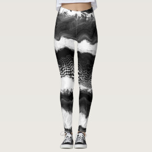 Zwart-witte Abstracte moderne verlichtingskunst Leggings