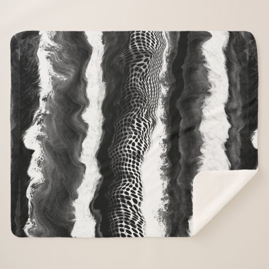 Zwart-witte Abstracte moderne verlichtingskunst Sherpa Deken (Voorkant (horizontaal))