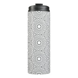 Zwart & Witte Abstracte Naadloze Mandala Ontwerp Thermosbeker