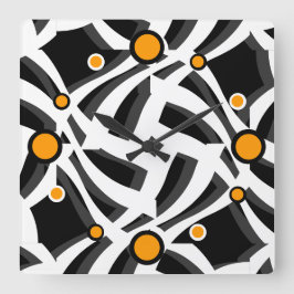 Zwart-witte Abstracte Oranje wandklok