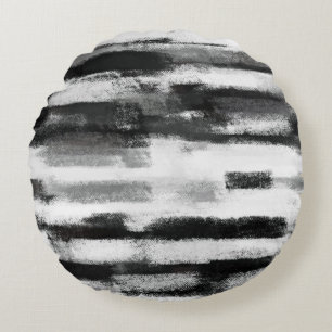 Zwart-witte Abstracte schilderkunst Rond Kussen