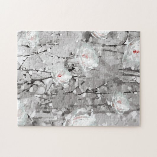 Zwart-witte Abstracte sneeuwventilator Legpuzzel (Horizontaal)