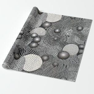 Zwart Witte Abstracte Stromende Lijnen Geometrisch Cadeaupapier