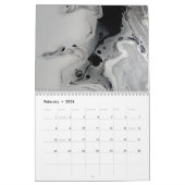 Zwart-witte abstracte vloeistofkunst kalender (Feb 2026)