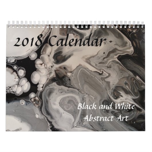 Zwart-witte abstracte vloeistofkunst kalender (Hoes)