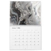 Zwart-witte abstracte vloeistofkunst kalender (Jan 2026)