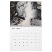 Zwart-witte abstracte vloeistofkunst kalender (Mar 2027)