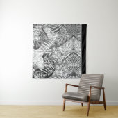Zwart-witte abstracte zebra-art wandkleed (In Situ (horizontaal))