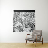 Zwart-witte abstracte zebra-art wandkleed (In situ)