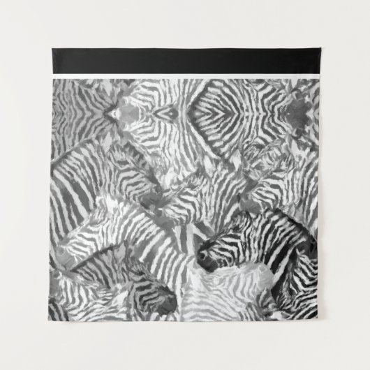 Zwart-witte abstracte zebra-art wandkleed (Voorkant)
