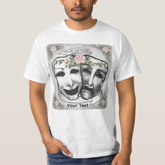 Zwart-witte actermaskers t-shirt (Voorkant)