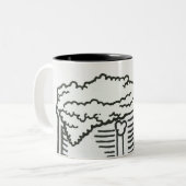 Zwart-witte afbeelding van Guinness in Tweekleurige Koffiemok (Voorkant links)