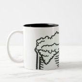 Zwart-witte afbeelding van Guinness in Tweekleurige Koffiemok (Links)