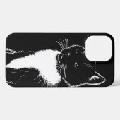 Zwart-witte afbeelding van kat iPhone hoesje (Achterkant horizontaal)