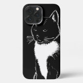 Zwart-witte afbeelding van kat iPhone hoesje (Achterkant)