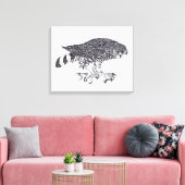 Zwart-witte afbeelding van Sparrow Hawk Canvas Afdruk (Insitu (Woonkamer))