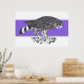 Zwart-witte afbeelding van Sparrow Hawk Poster (Keuken)