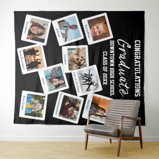 Zwart Witte Afgestudeerde Insta Foto School Bijnam Wandkleed (In Situ (horizontaal))