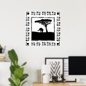 Zwart Witte Afrika Olifant Poster (Thuiskantoor)