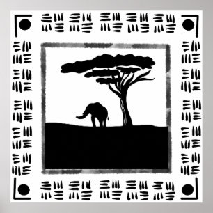 Zwart Witte Afrika Olifant  Poster
