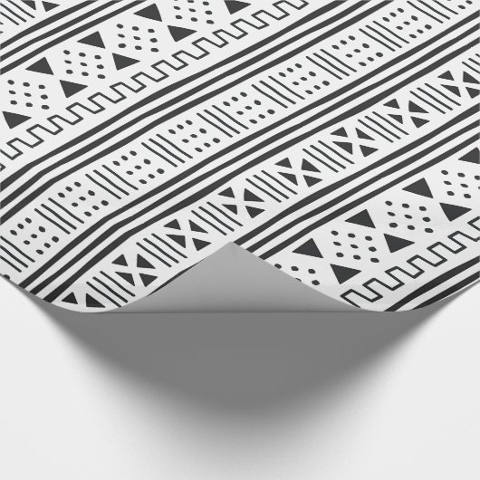 Zwart | Witte Afrikaanse modder geïnspireerd Cadeaupapier (Hoek)