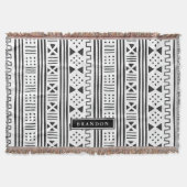 Zwart | Witte Afrikaanse modder geïnspireerd Deken (Voorkant)