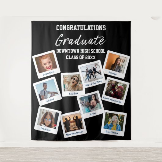 Zwart Witte Afstudeerfoto op Insta Hulp bij het be Wandkleed (Voorkant)
