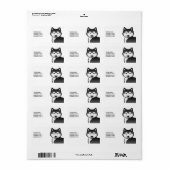 Zwart-witte Alaskaanse Malamute-hond & aangepaste  Etiket (Full Sheet)