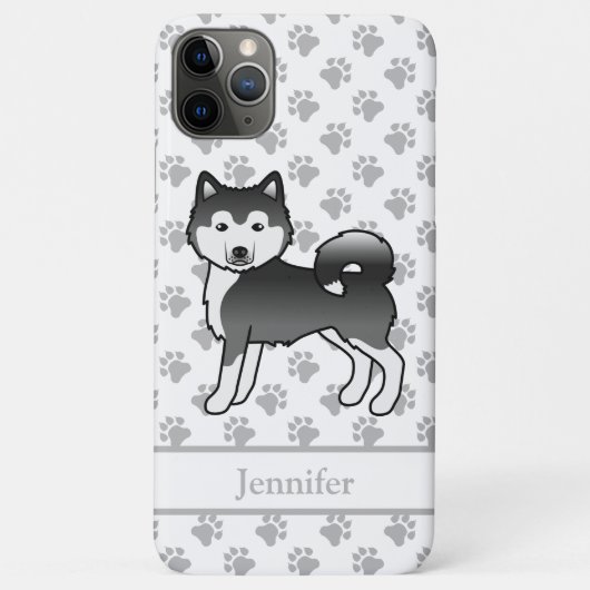 Zwart-Witte Alaskaanse Malamute Mooie Hond & Naam Case-Mate iPhone Case (Achterkant)