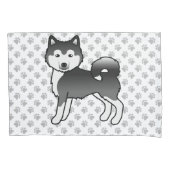 Zwart-witte Alaskaanse Malamute Schattige Cartoon Kussensloop (Voorkant-Links)