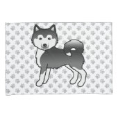 Zwart-witte Alaskaanse Malamute Schattige Cartoon Kussensloop (Voorkant-Rechts)