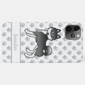Zwart-witte Alaskan Klee Kai Cute Hond & Naam Case-Mate iPhone Case (Achterkant (horizontaal))