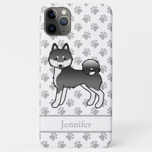 Zwart-witte Alaskan Klee Kai Cute Hond & Naam Case-Mate iPhone Case (Achterkant)