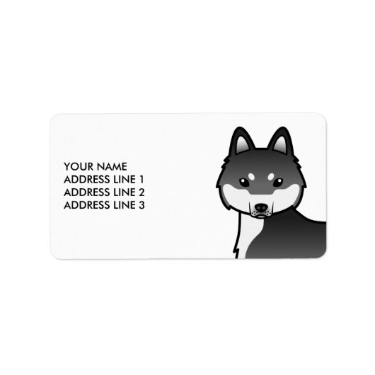 Zwart-witte Alaskan Klee Kai-hond & aangepaste tek Etiket (Voorkant)