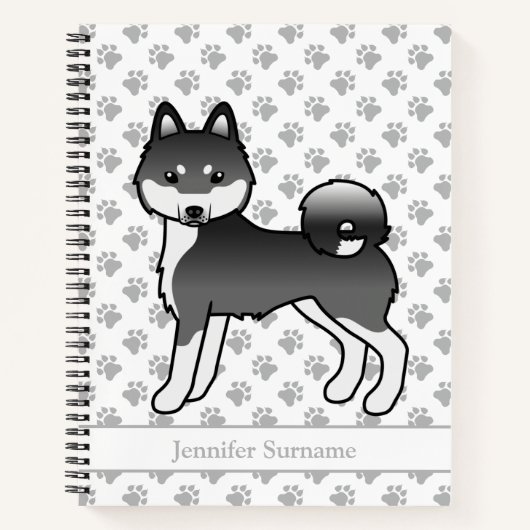 Zwart-witte Alaskan Klee Kai-hond & aangepaste tek Notitieboek (Voorkant)