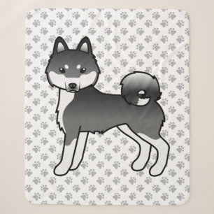 Zwart-witte Alaskan Klee Kai Schattige Cartoon Hon Sherpa Deken