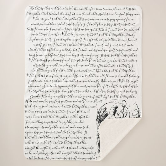 zwart-witte Alice in Wonderland Sherpa Deken (Voorkant)