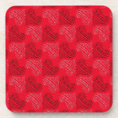 Zwart-witte alternatieve hartlijnen op rood bier onderzetter (Voorkant)