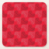 Zwart-witte alternatieve hartlijnen op rood kartonnen onderzetters (Voorkant)