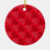 Zwart-witte alternatieve hartlijnen op rood keramisch ornament (Voorkant)