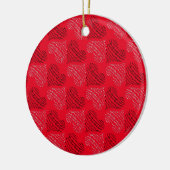 Zwart-witte alternatieve hartlijnen op rood keramisch ornament (Links)