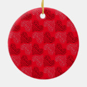 Zwart-witte alternatieve hartlijnen op rood keramisch ornament (Achterkant)