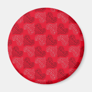 Zwart-witte alternatieve hartlijnen op rood magneet