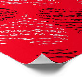 Zwart-witte alternatieve hartlijnen op rood poster (Hoek)