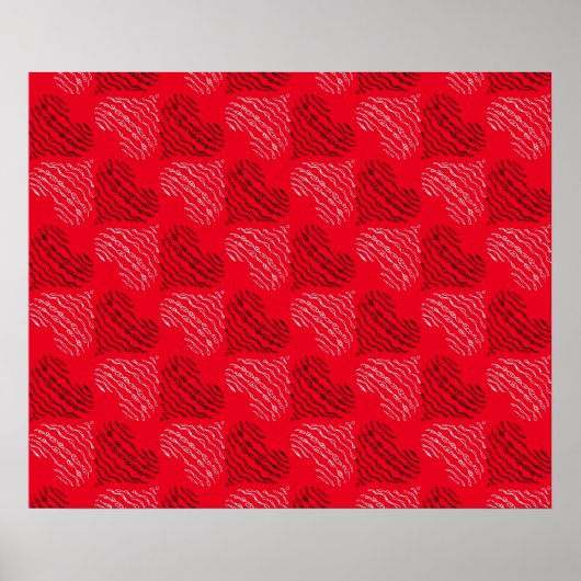 Zwart-witte alternatieve hartlijnen op rood poster (Voorkant)
