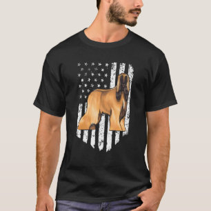 Zwart Witte Amerikaanse Vlag Afghaanse Windhond 4  T-shirt